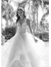 Beaded Ivory Lace Tulle Ruffled Princess Wedding Dress